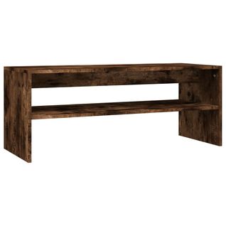 Table Basse 100x40x40 Cm En Bois Contreplaqué Chêne Fumé Avec Étagère Ouverte, Plateau