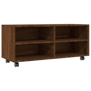 Meuble TV Sur Roulettes Chêne Marron 90x35x35cm Bois Ingénierie