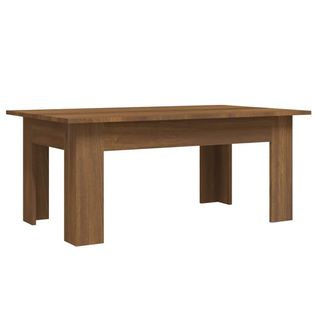 Table Basse Rectangulaire Moderne En Bois Contreplaqué Chêne Marron 100 X 60 X 42 Cm