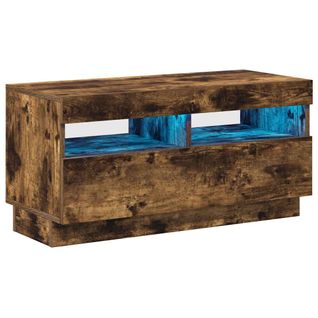Meuble TV Avec Lumières LED Chêne Fumé 80x35x40 Cm