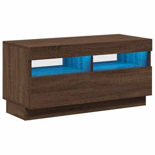 Meuble TV Avec Lumières LED Chêne Marron 80x35x40 Cm