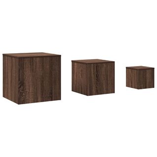 Tables D'appoint 3 Pièces Chêne Marron Bois Contreplaqué
