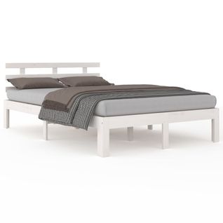 Cadre De Lit Sans Matelas Blanc Bois Massif 120x200 Cm