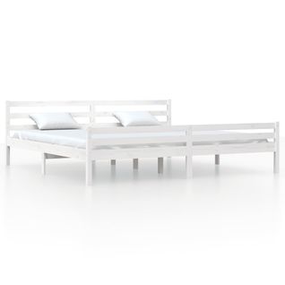 Cadre De Lit Sans Matelas Blanc Bois Massif 180x200 Cm