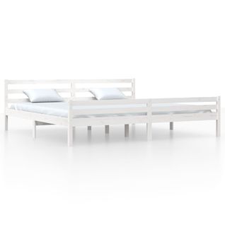 Cadre De Lit Sans Matelas Blanc Bois Massif 200x200 Cm