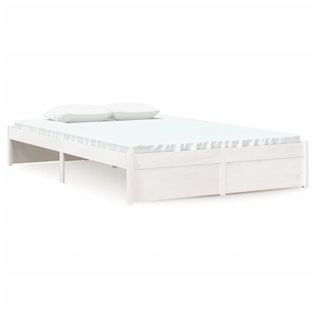 Cadre De Lit Sans Matelas Blanc Bois Massif 120x200 Cm