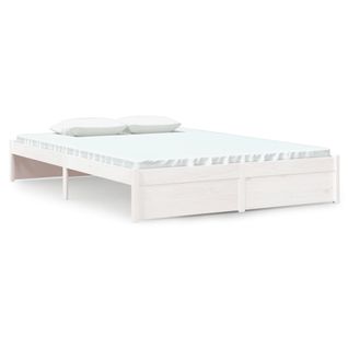 Cadre De Lit Sans Matelas Blanc Bois Massif 140x200 Cm