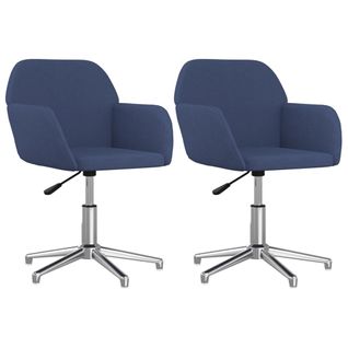 Chaises Pivotantes De Salle À Manger 2 PCs Bleu Tissu