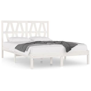 Cadre De Lit Sans Matelas Blanc Bois Massif 120x200 Cm