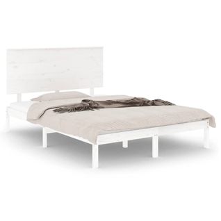 Cadre De Lit Sans Matelas Blanc 120x200 Cm Bois De Pin Massif