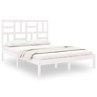 Cadre De Lit Sans Matelas Blanc Bois Massif 120x200 Cm