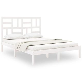 Cadre De Lit Sans Matelas Blanc Bois Massif 160x200 Cm