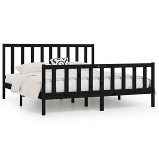 Cadre De Lit Sans Matelas Noir 200x200 Cm Bois Massif