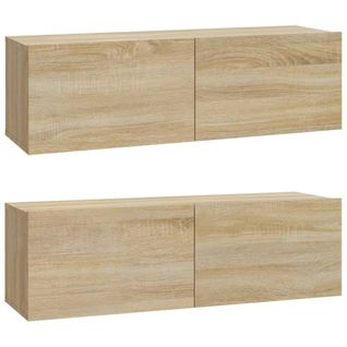 Meubles TV 2 Pièces Chêne Sonoma 100x30x30 Cm Bois Contreplaqué
