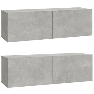 Meubles TV 2 Pièces Gris Béton 100x30x30 Cm Bois Contreplaqué