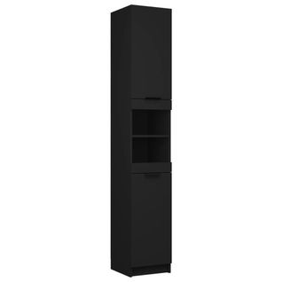 Armoire De Salle De Bain Noir 32x34x188,5 Cm Bois Contreplaqué