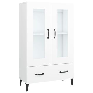 Buffet Haut Blanc 70x31x115 Cm Bois Contreplaqué