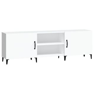 Meuble TV Blanc 150x30x50 Cm Bois Contreplaqué