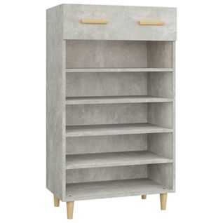 Armoire à Chaussures Gris Béton 60x35x105 Cm Bois Contreplaqué
