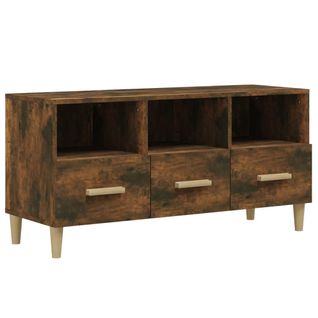 Meuble TV Chêne Fumé 102x36x50 Cm Bois Contreplaqué