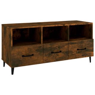 Meuble TV Chêne Fumé 102x35x50 Cm Bois Contreplaqué