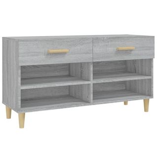 Meuble à Chaussures Sonoma Gris 102x35x55 Cm Bois Contreplaqué