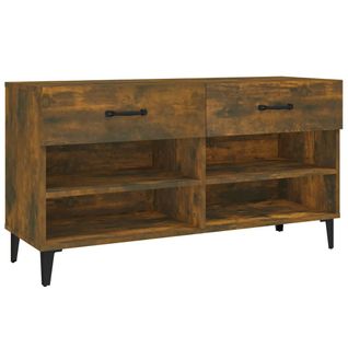 Meuble à Chaussures Chêne Fumé 102x35x55 Cm Bois Contreplaqué