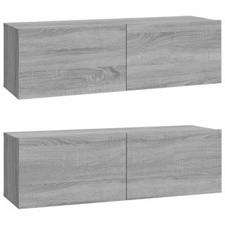 Meubles TV 2 Pièces Sonoma Gris 100x30x30 Cm Bois Contreplaqué