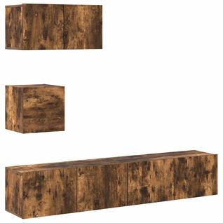 Ensemble De Meubles TV 4 Pièces Chêne Fumé Bois Contreplaqué