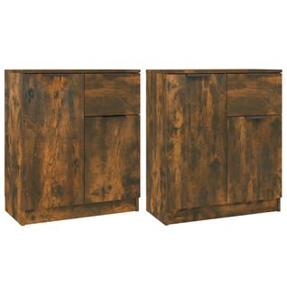Buffets 2 Pièces Chêne Fumé 60x30x70 Cm Bois Contreplaqué