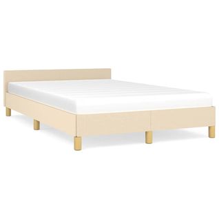 Cadre De Lit Sans Matelas Crème 120x200 Cm Tissu