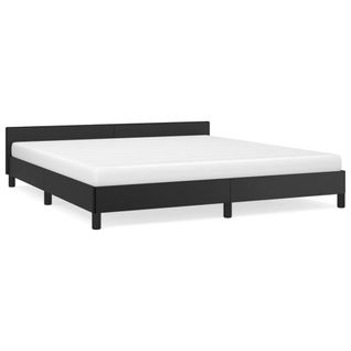 Vidaxl Cadre De Lit Avec Tête De Lit Noir 160x200 Cm Similicuir Lit Double Rembourré Meuble Chambre