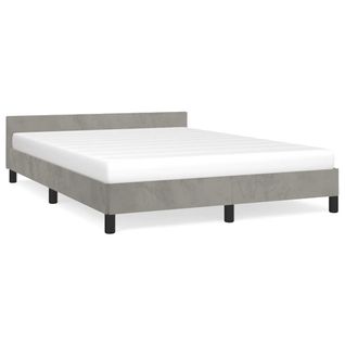 Cadre De Lit Sans Matelas Gris Clair 140x190 Cm Velours