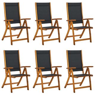 Chaises De Jardin Pliantes Lot De 6 Acacia Massif Et Textilène