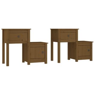 Tables De Chevet 2 Pièces Marron Miel 79,5x38x65,5 Cm Pin Solide