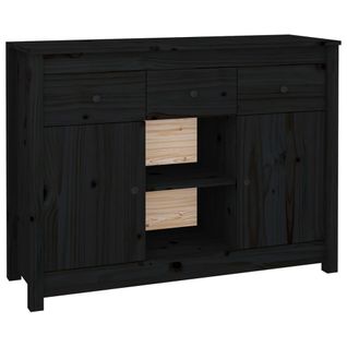 Buffet Noir 100x35x74,5 Cm Bois Massif De Pin