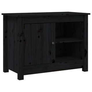 Meuble TV Noir 70x36,5x52 Cm Bois De Pin Massif