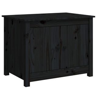 Table Basse Noir 71x49x55 Cm Bois Massif De Pin