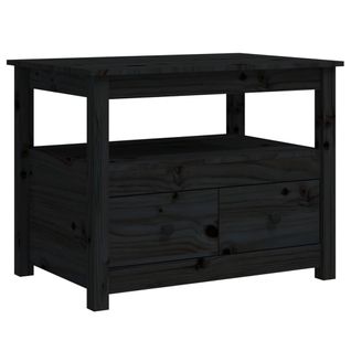 Table Basse Noir 71x49x55 Cm Bois Massif De Pin