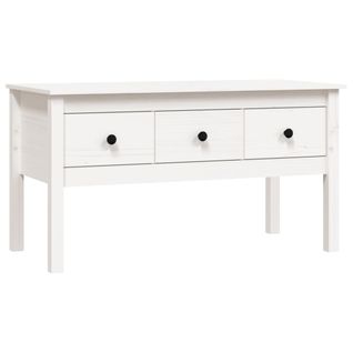 Table Basse Blanc 102x49x55 Cm Bois Massif De Pin