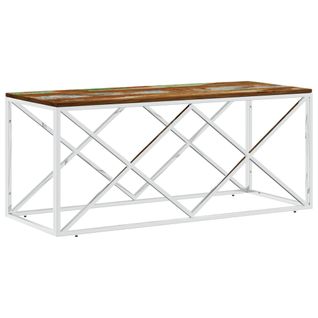 Table Basse Acier Inoxydable Et Bois Massif De Récupération
