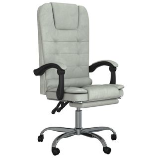 Fauteuil De Massage Inclinable De Bureau Gris Clair Velours