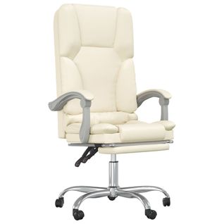 Fauteuil De Massage Inclinable De Bureau Crème Similicuir