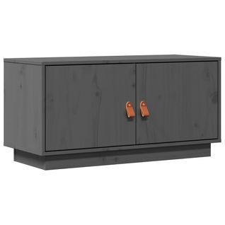 Meuble TV Gris 80x34x40 Cm Bois De Pin Massif