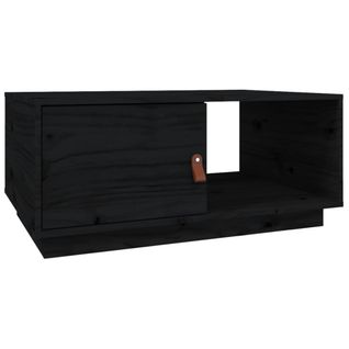 Table Basse Noir 80x50x35,5 Cm Bois Massif De Pin
