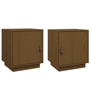 Tables De Chevet 2pcs Marron Miel 40x34x45cm Bois De Pin Massif