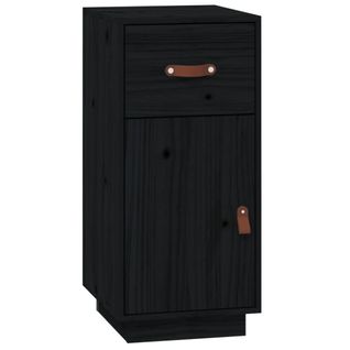 Buffet Noir 34x40x75 Cm Bois Massif De Pin