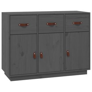 Buffet Gris 100x40x75 Cm Bois Massif De Pin