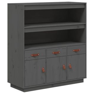 Buffet Haut Gris 100x40x108,5 Cm Bois Massif De Pin
