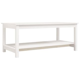 Table Basse Blanc 110x55x45 Cm Bois Massif De Pin